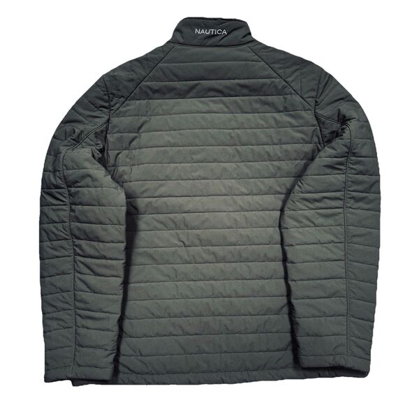 Nautica Mens XL Jacket Gray Yellow Full Zip Inner Pockets Wind Water Resistant - Picture 3 of 10